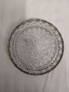 Vintage Cut Glass Divided Serving Dish with Silver-Tone Rim