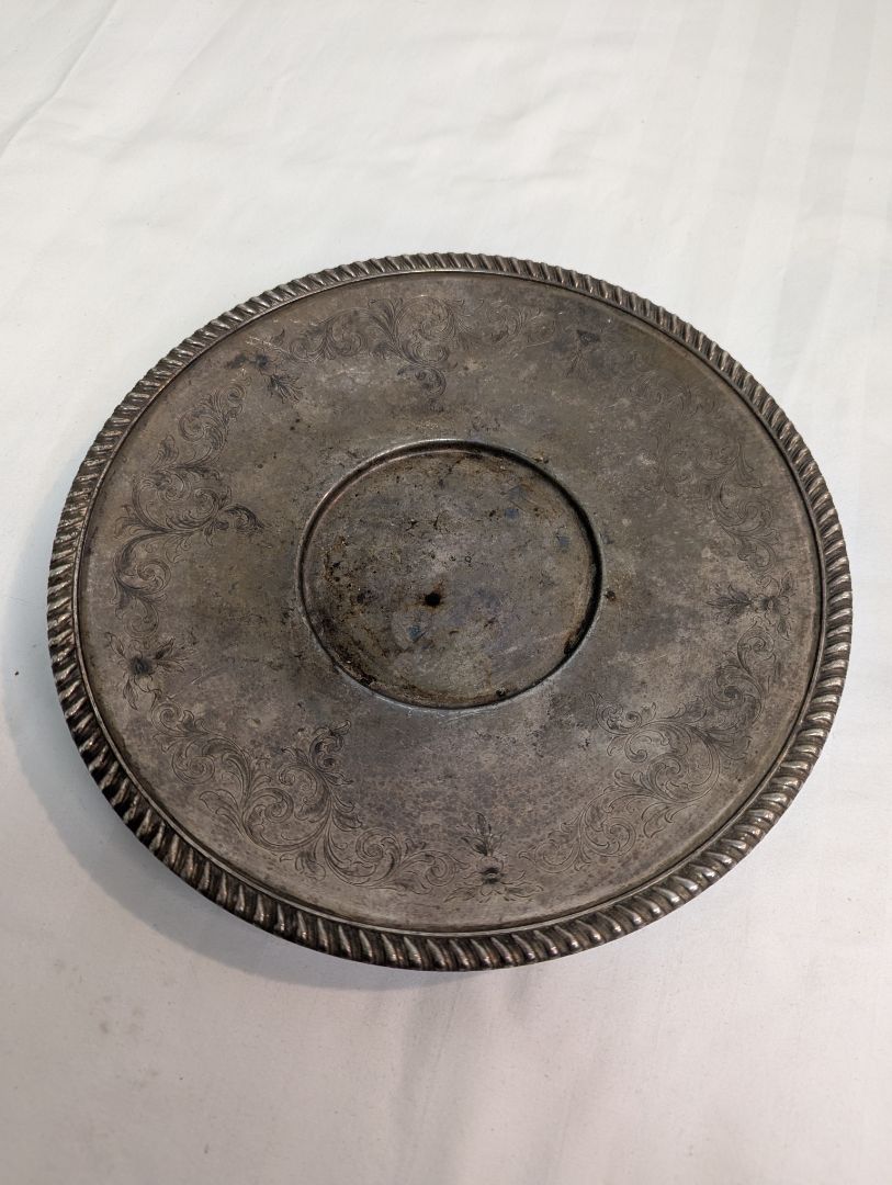 Vintage Silver-Tone Metal Serving Plate