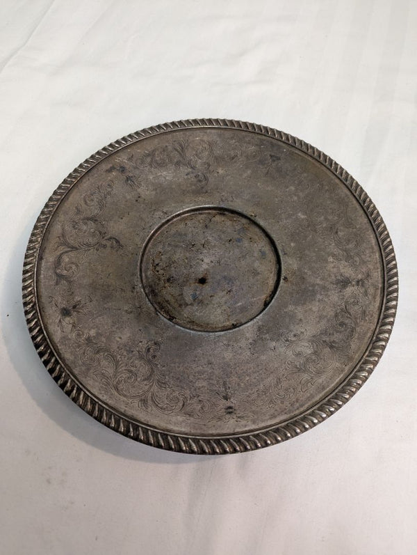 Vintage Silver-Tone Metal Serving Plate