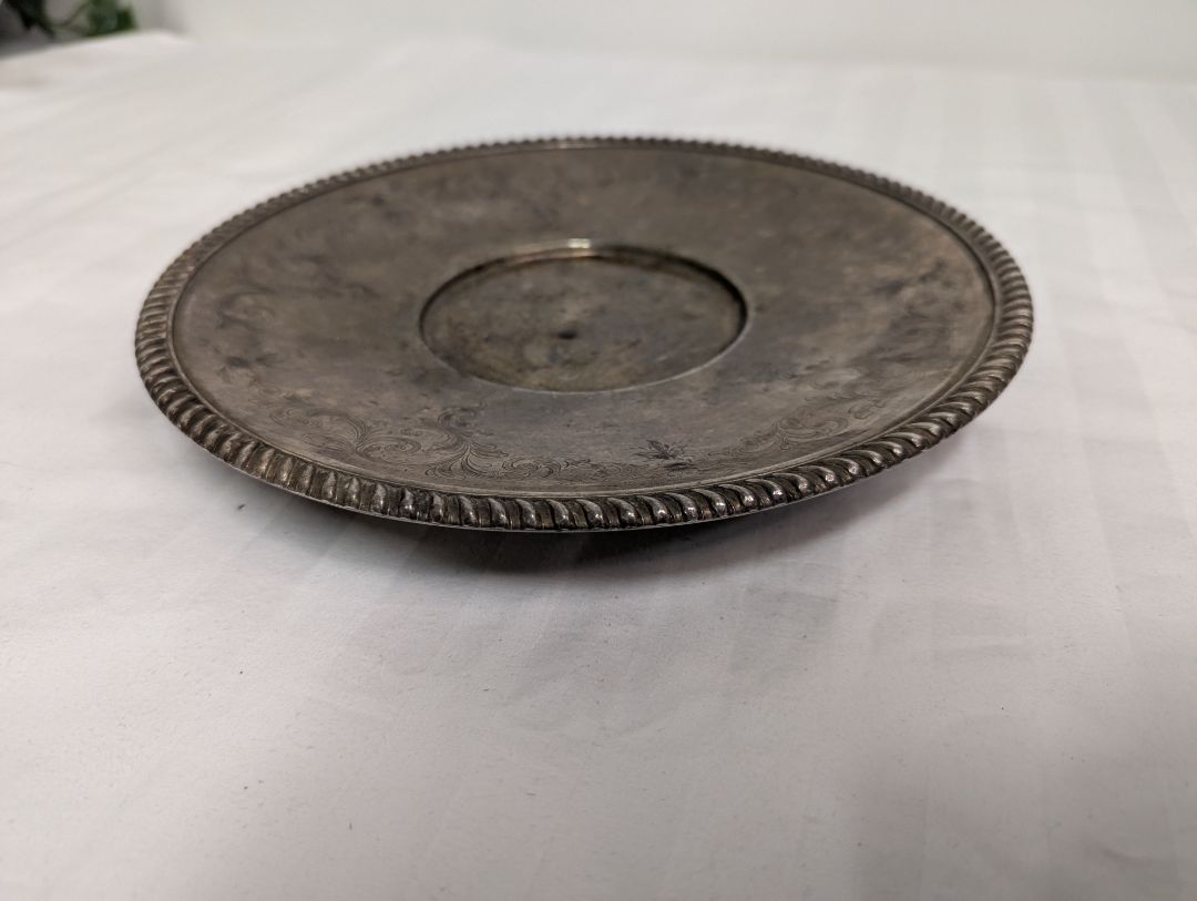 Vintage Silver-Tone Metal Serving Plate