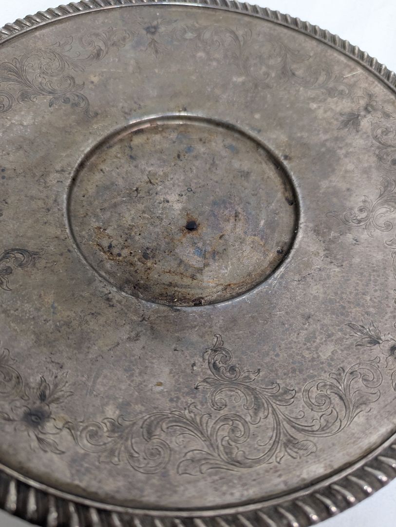 Vintage Silver-Tone Metal Serving Plate