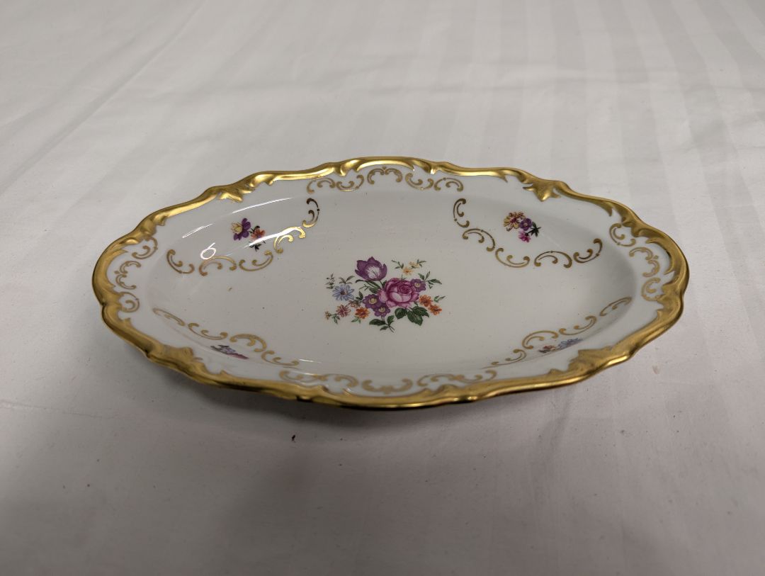 Reichenbach German Democratic Republic Porcelain Floral Serving Dish