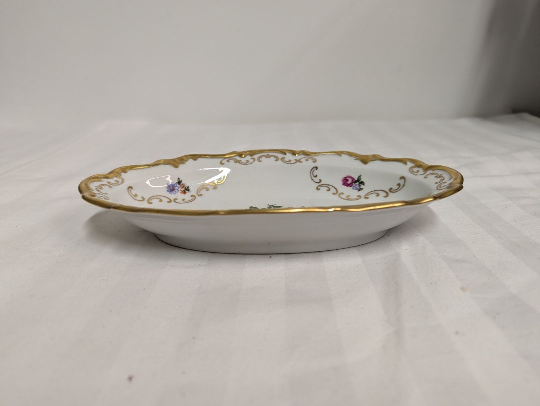 Reichenbach German Democratic Republic Porcelain Floral Serving Dish