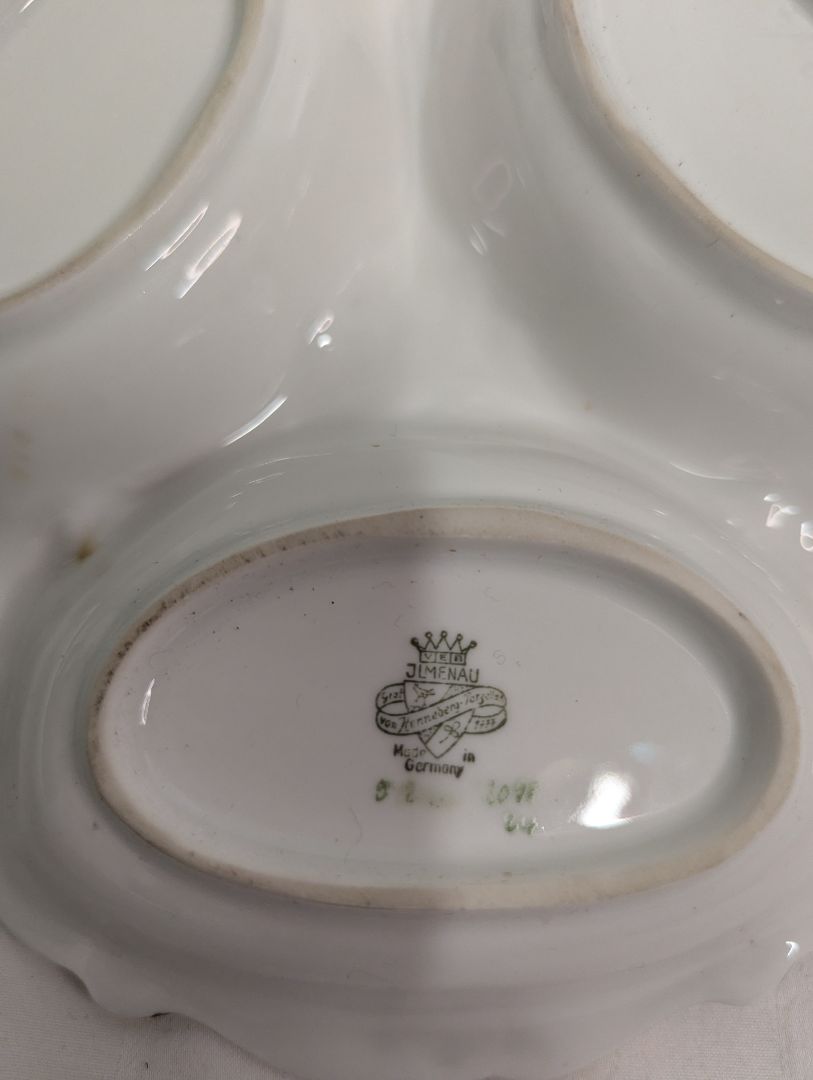 Vintage Jlmenau Graf von Henneberg Porcelain Divided Serving Dish