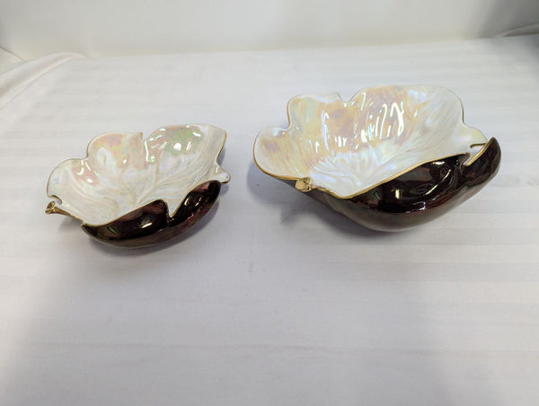 Pair of CavaTina “Rouge Royale” Leaf-Shaped Bowls
