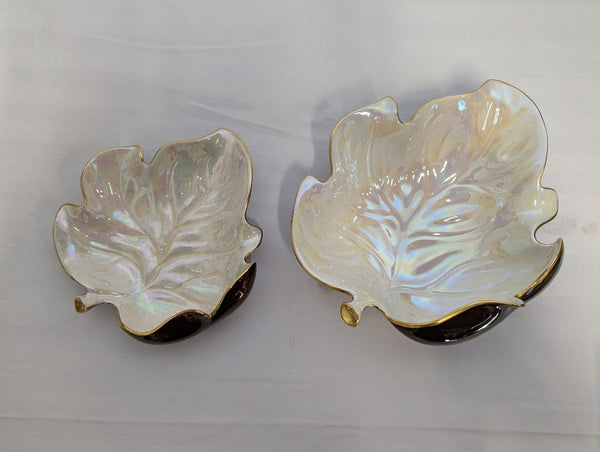 Pair of CavaTina “Rouge Royale” Leaf-Shaped Bowls