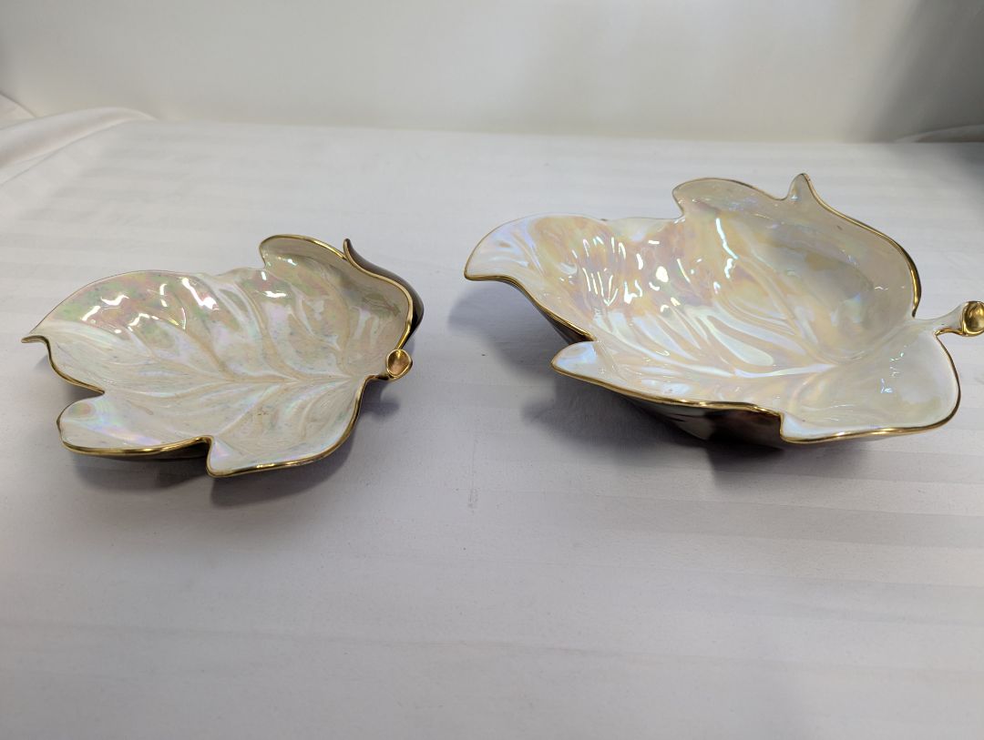 Pair of CavaTina “Rouge Royale” Leaf-Shaped Bowls