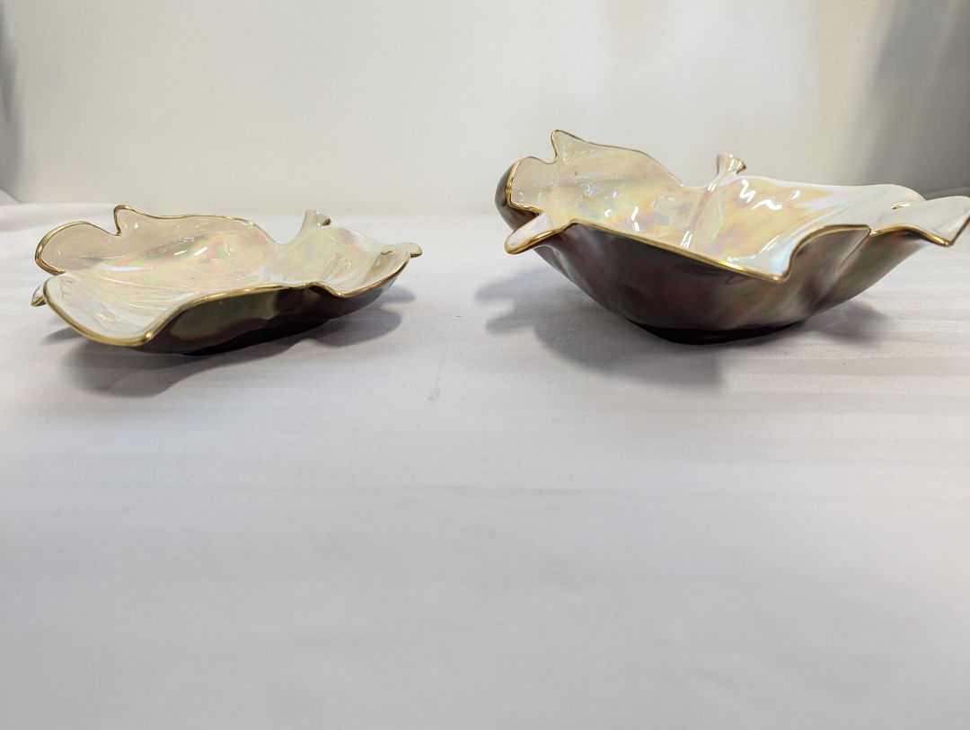 Pair of CavaTina “Rouge Royale” Leaf-Shaped Bowls