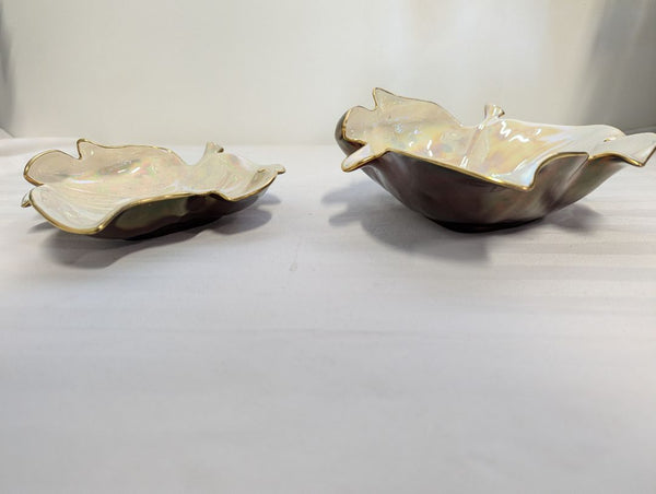 Pair of CavaTina “Rouge Royale” Leaf-Shaped Bowls