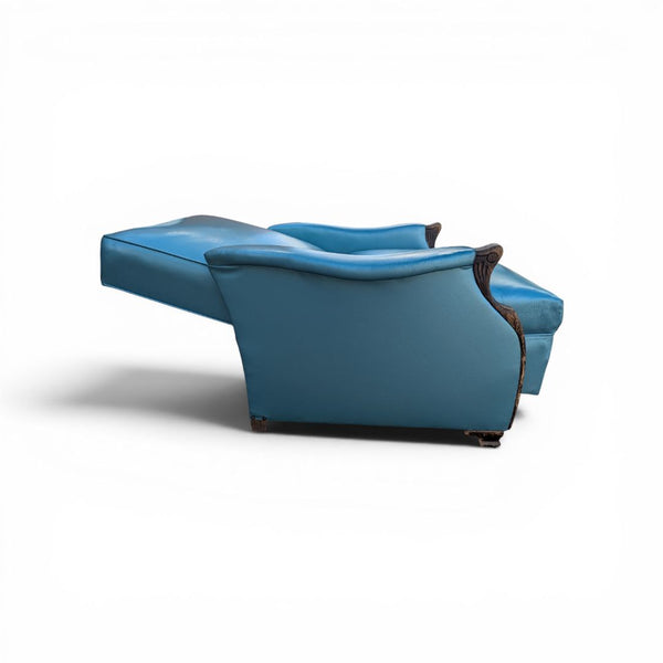 Vintage Reupholstered Turquoise / Peacock Blue Recliner Lounge Chair – Design No. 184 “LA Z BOY”