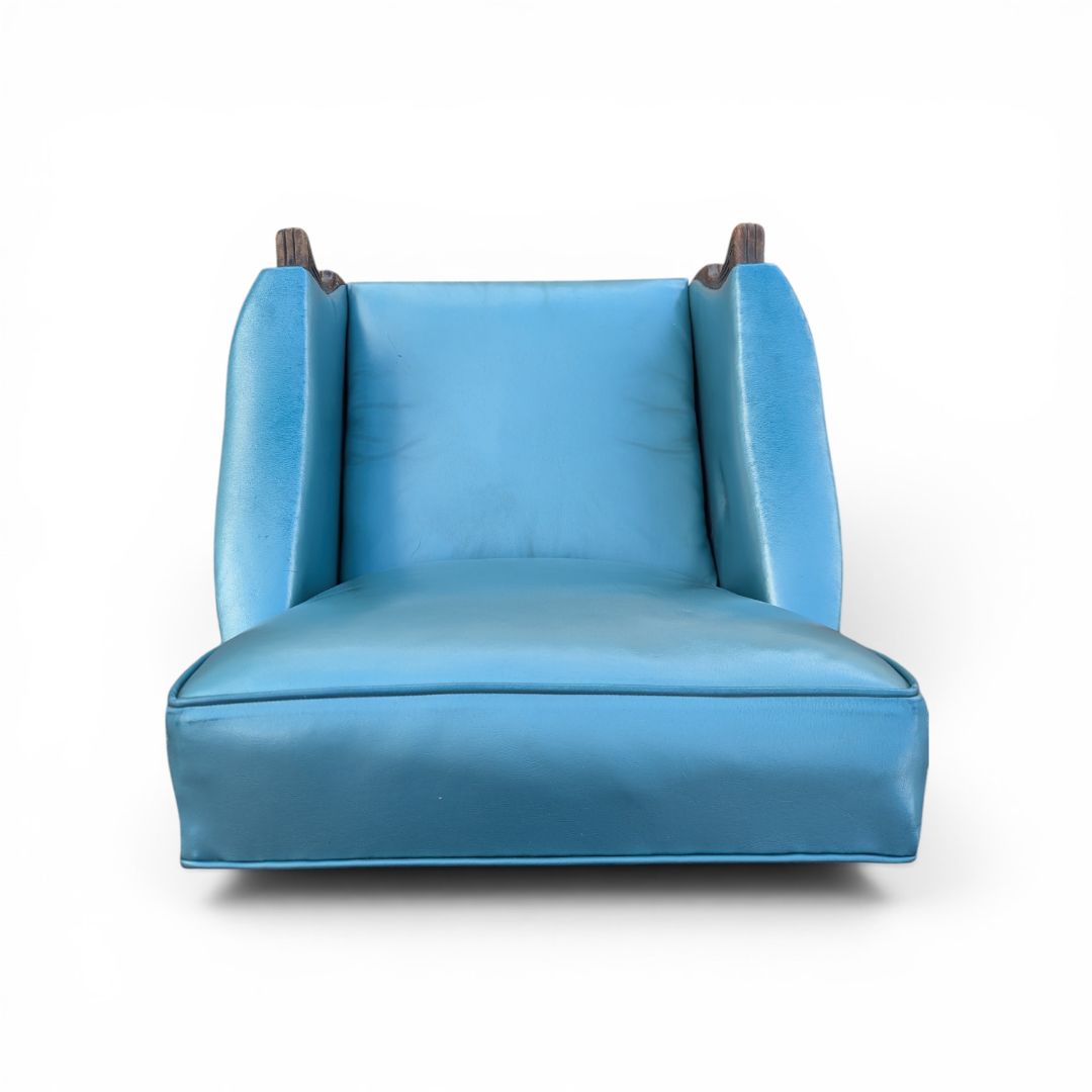 Vintage Reupholstered Turquoise / Peacock Blue Recliner Lounge Chair – Design No. 184 “LA Z BOY”