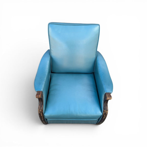 Vintage Reupholstered Turquoise / Peacock Blue Recliner Lounge Chair – Design No. 184 “LA Z BOY”