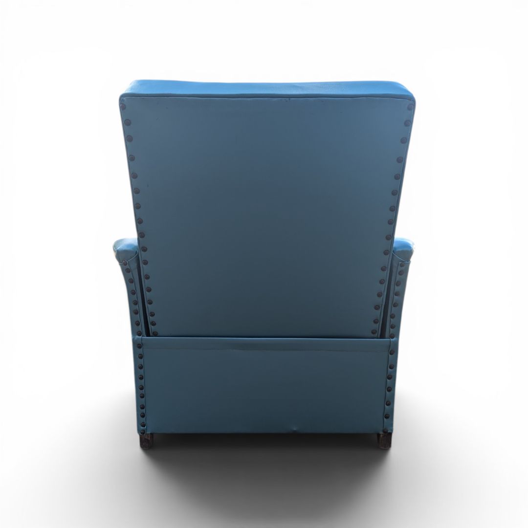 Vintage Reupholstered Turquoise / Peacock Blue Recliner Lounge Chair – Design No. 184 “LA Z BOY”