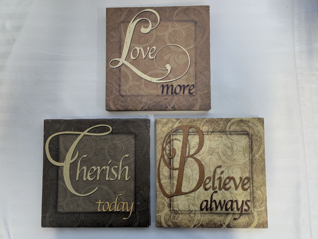 Set of 3 Inspirational Canvas Wall Art Plaques
