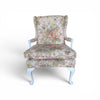Floral Upholstered Accent Chair with White Painted Frame