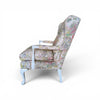 Floral Upholstered Accent Chair with White Painted Frame