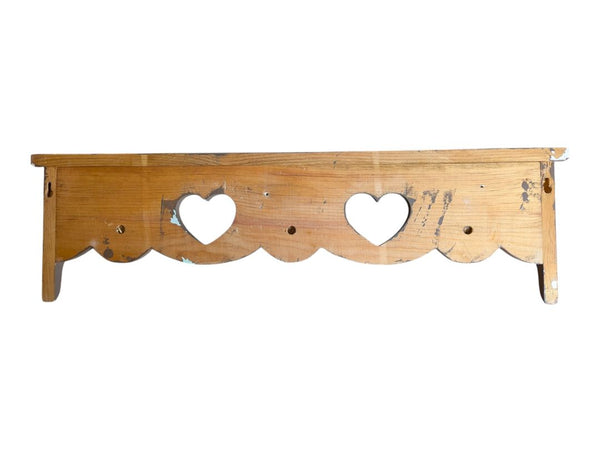 Wall-Mounted Wooden Shelf with Heart Cut-Outs