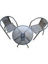 3-Piece Outdoor Bistro Set with Glass-Top Table & Woven Chairs