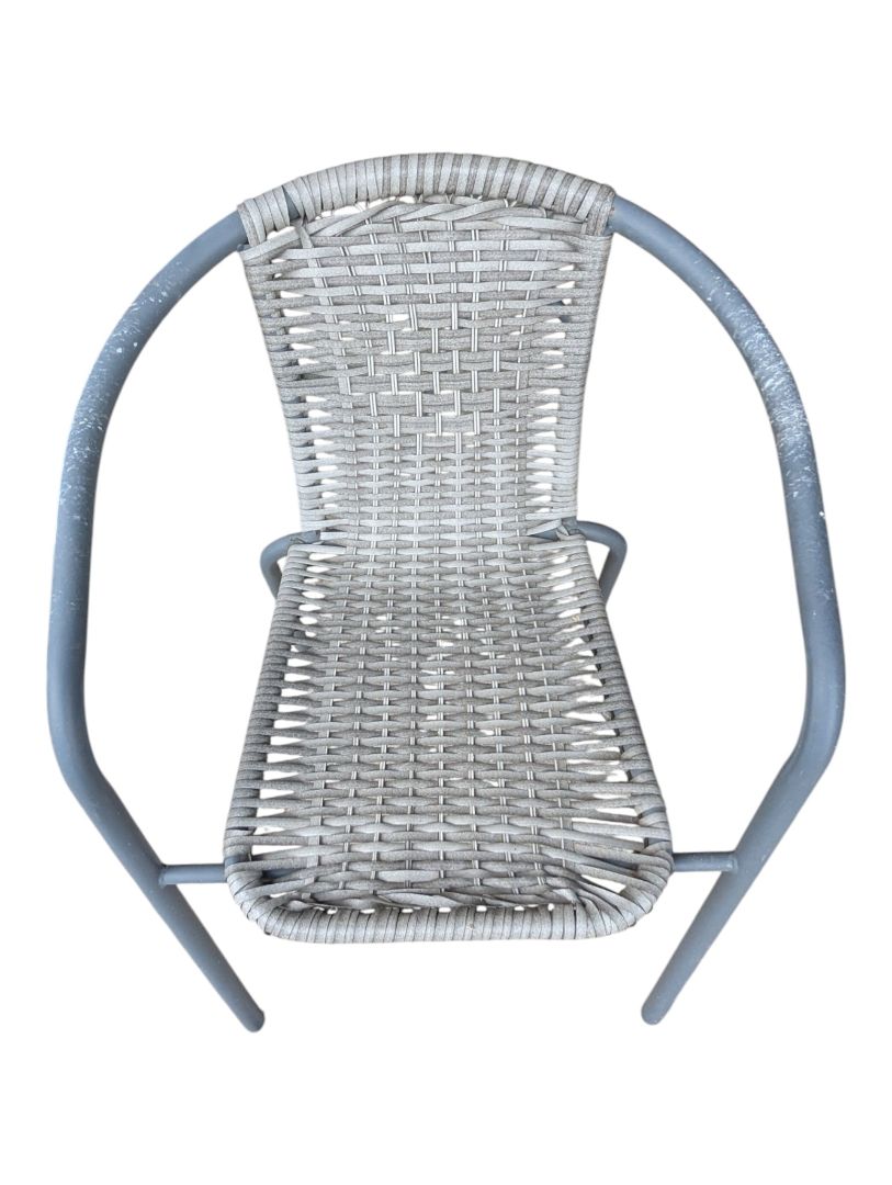 3-Piece Outdoor Bistro Set with Glass-Top Table & Woven Chairs