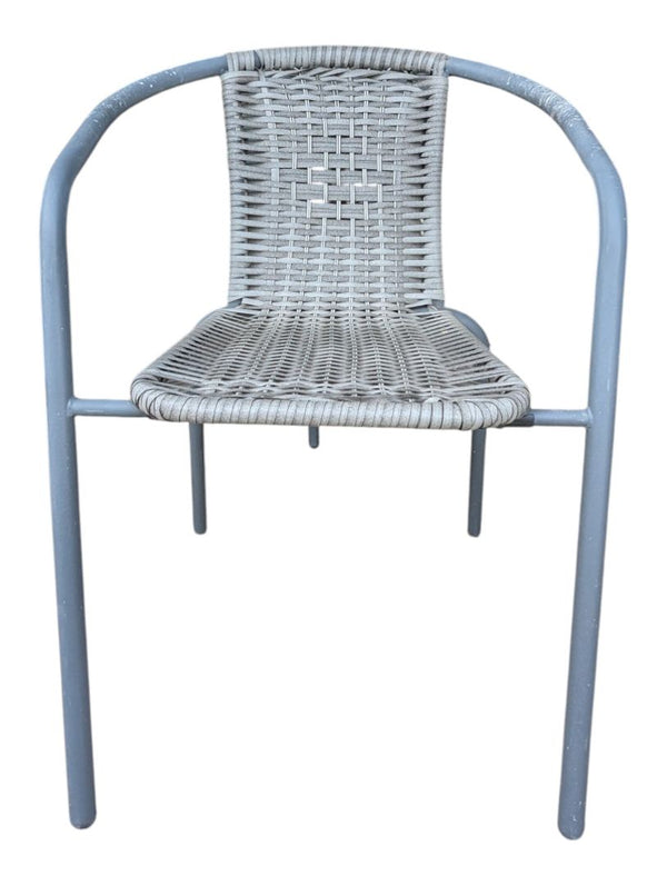 3-Piece Outdoor Bistro Set with Glass-Top Table & Woven Chairs