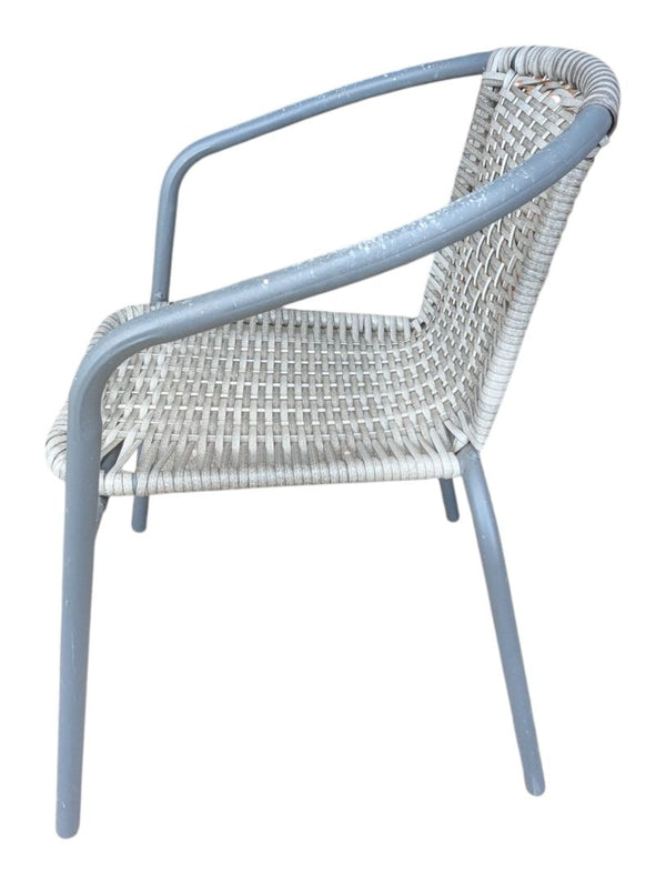 3-Piece Outdoor Bistro Set with Glass-Top Table & Woven Chairs