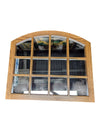 Arched Windowpane Wall Mirror with Wood Frame