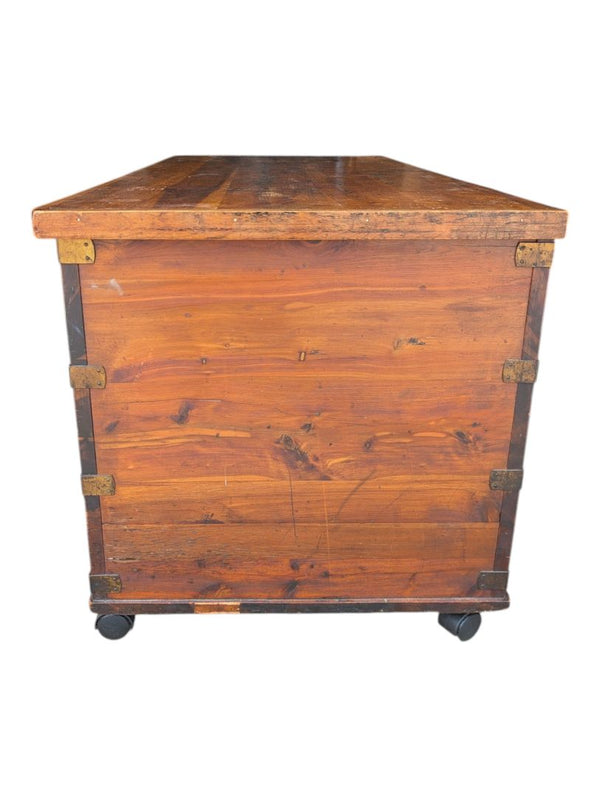 Cedar-Lined Wooden Storage Chest on Casters