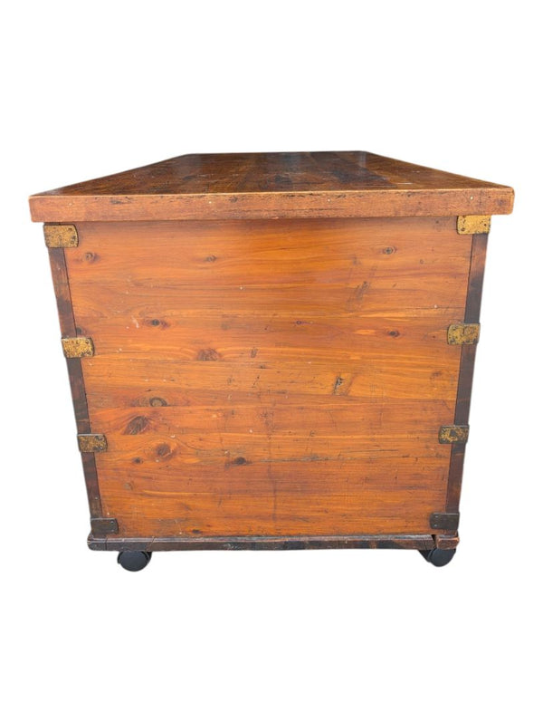 Cedar-Lined Wooden Storage Chest on Casters