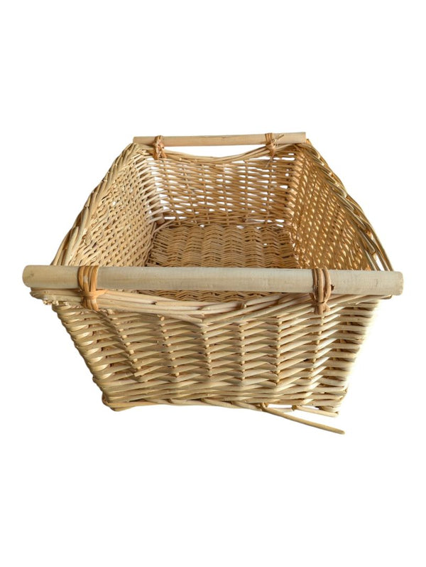 Woven Wicker Storage Basket with Wooden Handles