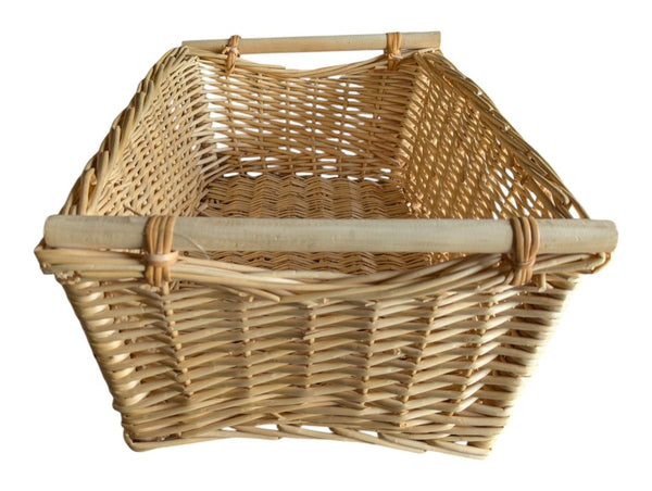 Woven Wicker Storage Basket with Wooden Handles