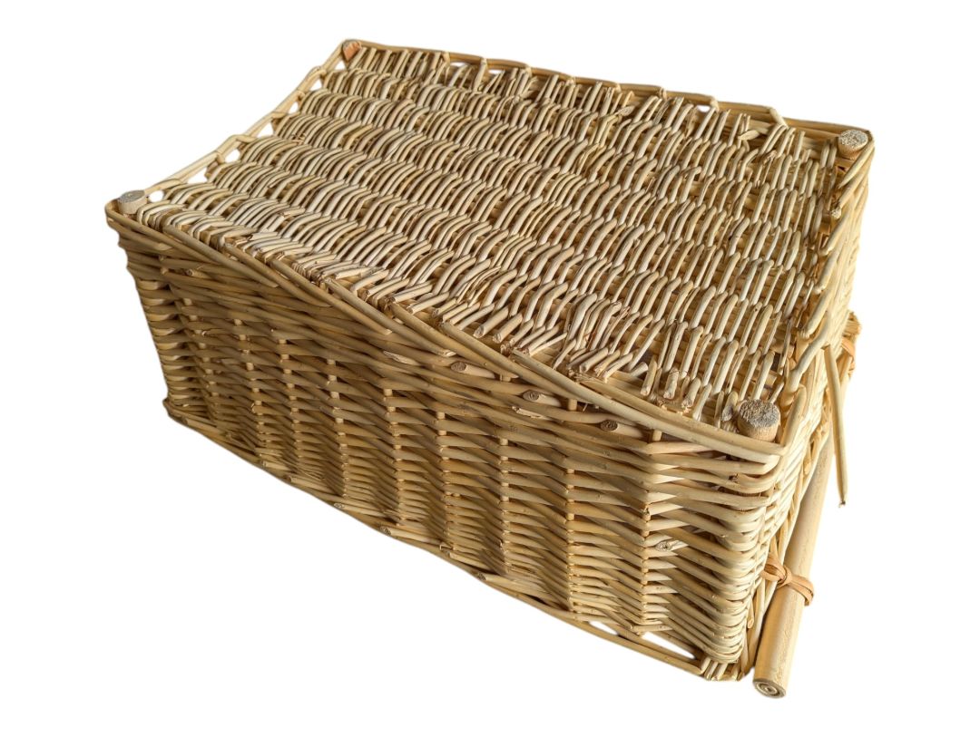 Woven Wicker Storage Basket with Wooden Handles