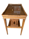 Wood & Glass-Top Side Table with Lower Shelf