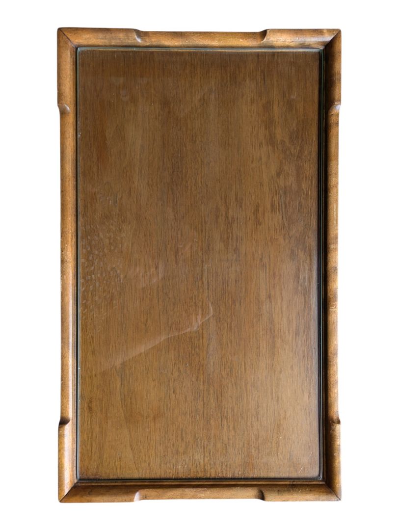 Wood & Glass-Top Side Table with Lower Shelf