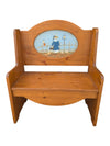 Wooden Bench with Hand-Painted Bunny Panel