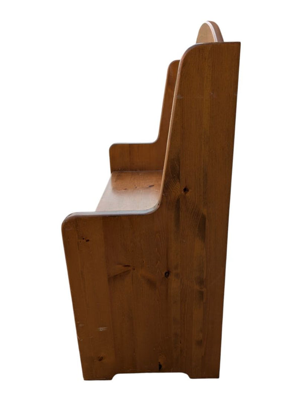 Wooden Bench with Hand-Painted Bunny Panel