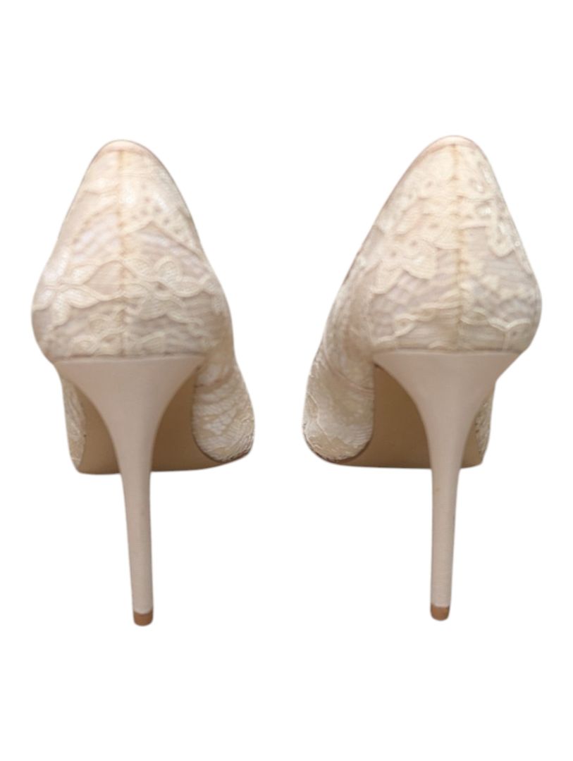 Primark Cream Lace Pointed-Toe Heels – Size 9