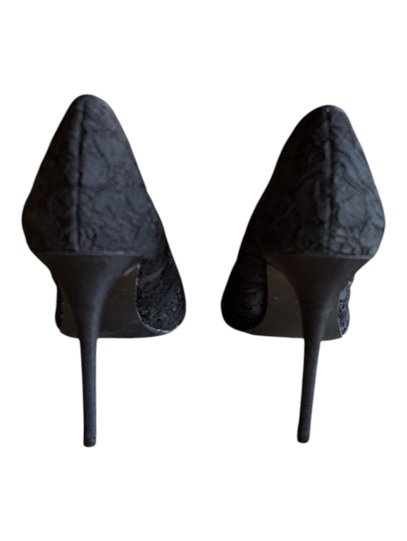Primark Black Lace Pointed-Toe Heels – Size 9