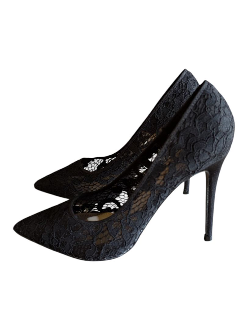 Primark Black Lace Pointed-Toe Heels – Size 9