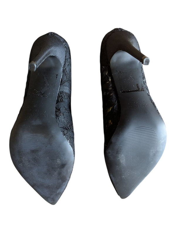 Primark Black Lace Pointed-Toe Heels – Size 9