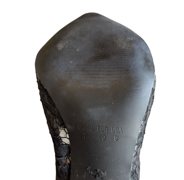 Primark Black Lace Pointed-Toe Heels – Size 9
