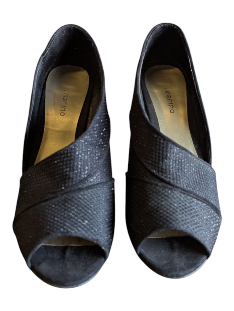 Ann Marino Black Peep-Toe Heels