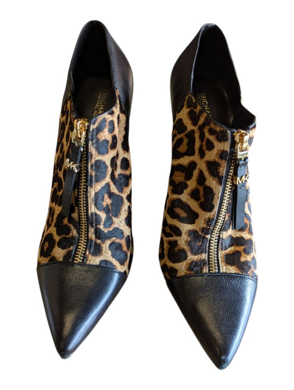 Michael Kors Leopard Print Zip-Front Heels – Size 10M