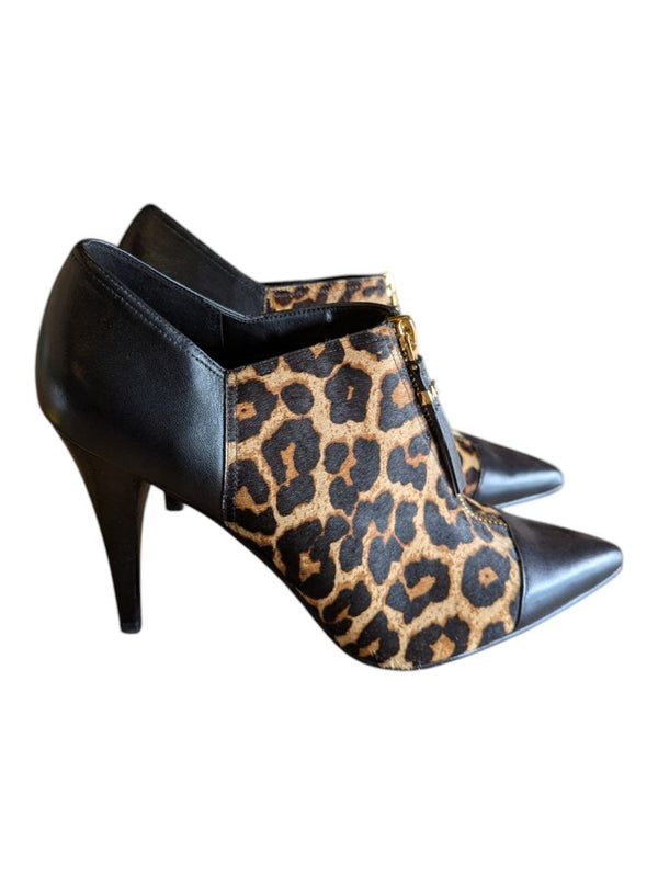 Michael Kors Leopard Print Zip-Front Heels – Size 10M