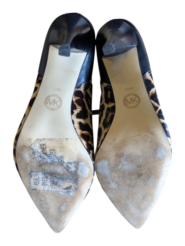 Michael Kors Leopard Print Zip-Front Heels – Size 10M