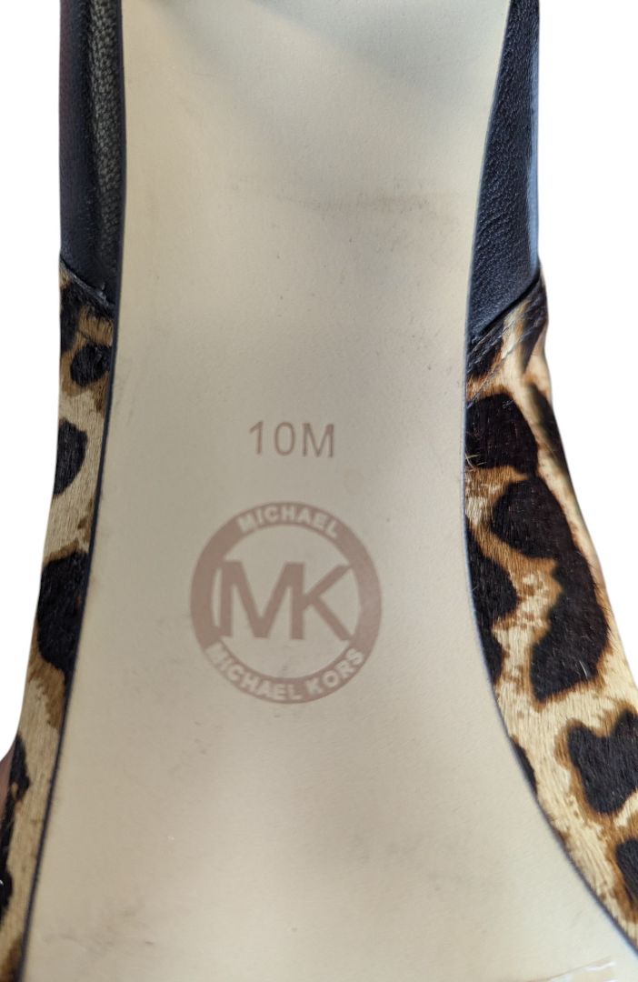 Michael Kors Leopard Print Zip-Front Heels – Size 10M