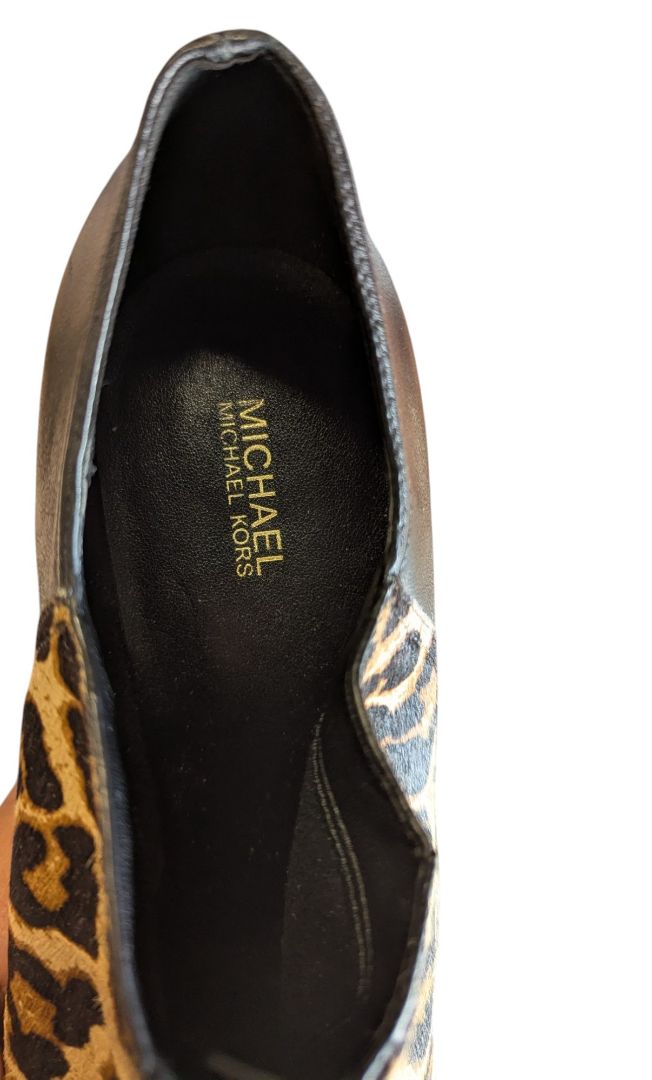 Michael Kors Leopard Print Zip-Front Heels – Size 10M