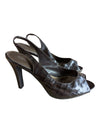 Fioni Brown Croc-Embossed Peep-Toe Slingback Heels