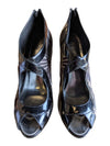 Karen Millen Black & Cream Graphic Peep Toe Stiletto Bootie Heels – Size 41