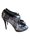 Karen Millen Black & Cream Graphic Peep Toe Stiletto Bootie Heels – Size 41