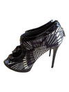 Karen Millen Black & Cream Graphic Peep Toe Stiletto Bootie Heels – Size 41
